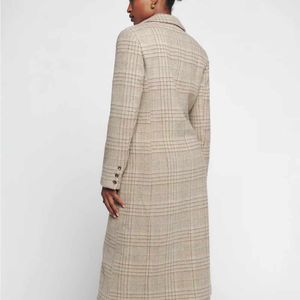 Reformation Plaid Baker Coat in Beige and Brown - Picture 3 of 6